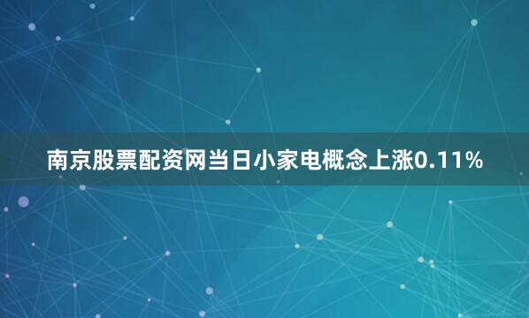 南京股票配资网当日小家电概念上涨0.11%